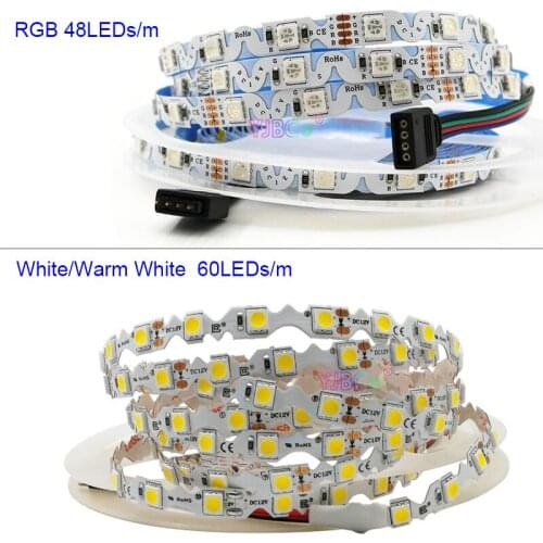 5M DC12V S type bendable LED Strip Light 48leds/m SMD 5050 RGB 60leds/m White/Warm White Flexible Lamp Tape Non waterproof IP20
