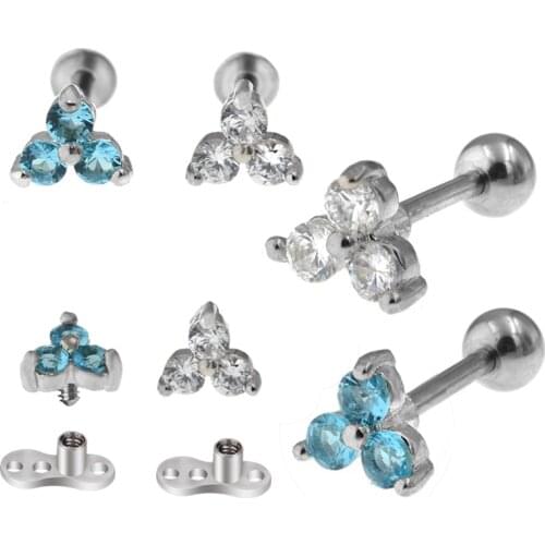 1Pc 3 Styles Steel Mix Labret Ear Dermal Piercing Stud 16G 1.2x6mm Ashley Piercing Eskimo Piercing Labio Stud Jewellery