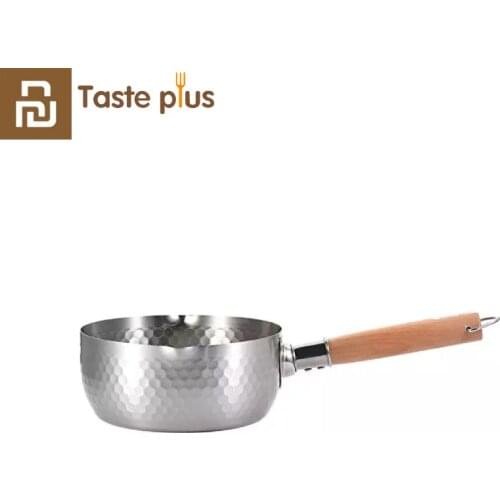 Youpin TastePlus 18cm Kitchen Stainless Steel Milk Pot Noodle Pot Wooden Handle Pot Tableware Pan Home Cooking Tools No Lid
