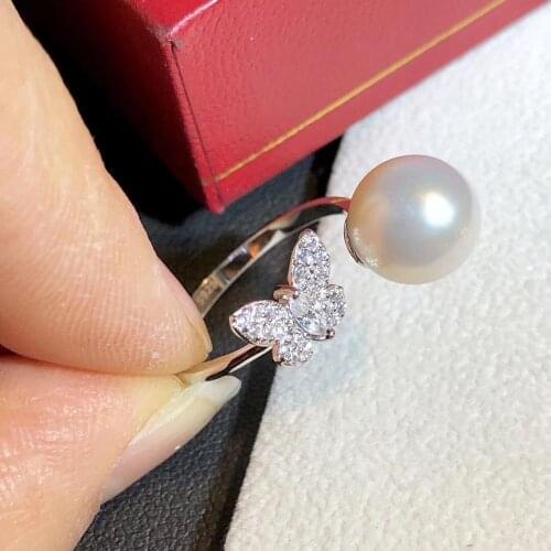 New Butterfly 925 Sterling Silver Finger Ring Settings Adjustable Ring Findings Jewelry Parts Fittings Accessories for Pearls