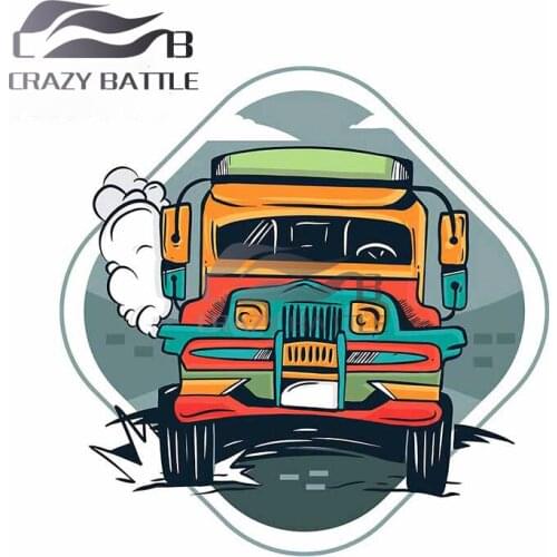 Crazy Battle 13cm x 13cm Fahrendes Truck RV Funny Car Stickers Vinyl Car Sticker DIY Scratch-proof 3D Waterproof JDM Decal