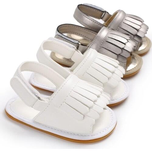 Newborn baby girl tassel summer shoes non-slip rubber sole baby toddler shoes