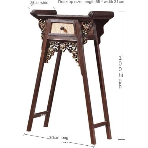 YL Small Altar Solid Wood Pattern Painted Console Tables Thai Incense Burner Table Buddha Shrine Household Prayer Altar Table