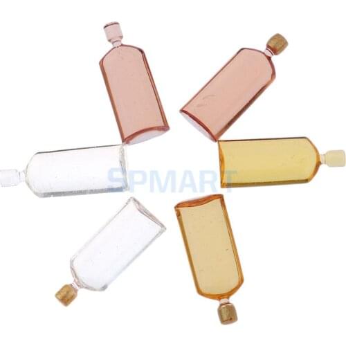 6 Pieces Miniature Colorful Whisky Bottles Model for 1/12 Dolls House Accessories Kitchen Foods Garden Decor