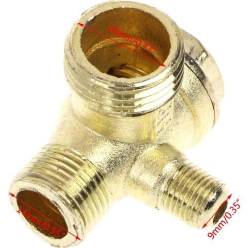 Male Thread 3 Way Metal Air Compressor Check Valve Gold Tone Dropship New