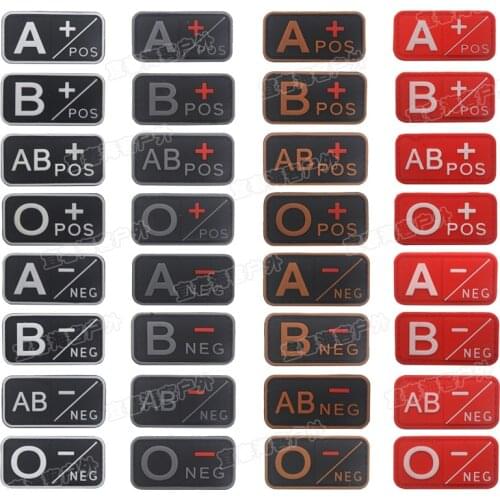 Blood Type Patches Tactical Stripes A B AB O Positive Negative Pos Neg Badges Hook BACK Parches Ropa Patches For Clothing Jacket