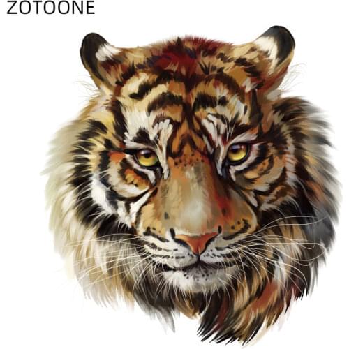 ZOTOONE Tiger Head Patches Heat Transfer Stickers for Kids Ironing Transfers for Clothing Diy Animal Patch Clothes Appliques E