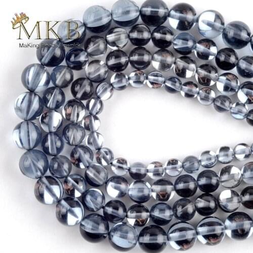 Natural Smooth Grey Moonstone Round Beads Space Loose Beads For Jewelry Making 6-12mm DIY Bracelets Necklace Jewellery15"