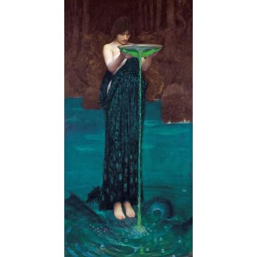 Neo Classical figurative painting canvas portrait poster beauty picture giant picture Circe Invidiosa By John William Waterhouse