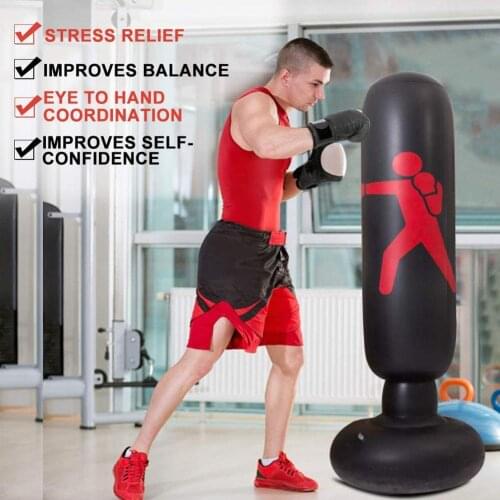 Newest Arrival 1.6M Vertical Inflatable Boxing Bag Pillar Tumbler Fight Fitness Training for Adult Kids （Without Air Pump
