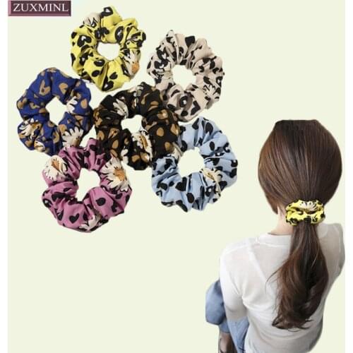 New daisy Hair Rubber Bands For Women Leopard Scrunchies Girl Elastic Ruban Satin Hair Ribbon Gum Hairband Fashion Accessories