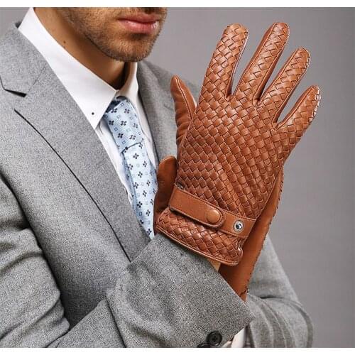 New Knitted Genuine Leather Glove For Men Short Thin Suede Glove Fashion1 Pair/Lots XL L M S