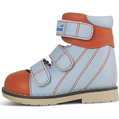 Ortoluckland Children Boys Leather Sandals Kids Orthopedic Shoes Arch Support Insole Corrective Footwear For Toddlers