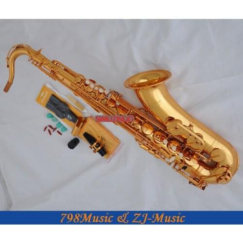 Professional Gold Brass Tenor Saxophone Bb High F# Italian pad With Case