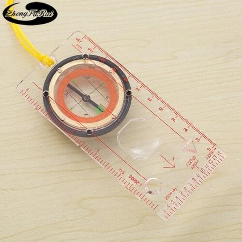 Transparent Plate Outdoor Travel Map Scale Compass Base Plate with Rope Compass Compass DC45-5C 20mm Compass