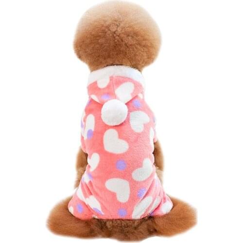 Pink Heart Pet Dog Cotton Clothes Soft Warm Winter Four-legged Dog Hoodie Dog Coat Jacket Cat Apparel Pug Bulldog Teddy Mascotas