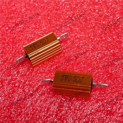 RX24-5W 0.5R 0.5RJ Power Metal Shell Case Gold Aluminium Case Wirewound Resistor 5W 0.5ohm 5% Automobile LED lamp resistors