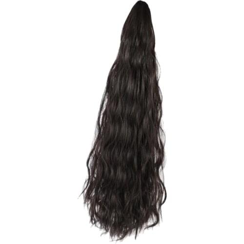 Synthetic Fiber Natural Ponytail Clip In/On Hair Extension Hairpiece (Black)