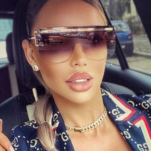 Unique Rimless One Piece Oversized Gradient Sunglasses For Women Lloy Hollow Leg Flat Uv400 Sun Glasses Men Retro Square Shades