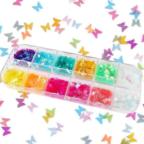 Butterfly Nail Art Sequins Candy Color Ultrathin Glitter Flakes Manicure Decals For Nails Art Decorations Spring Summer Design