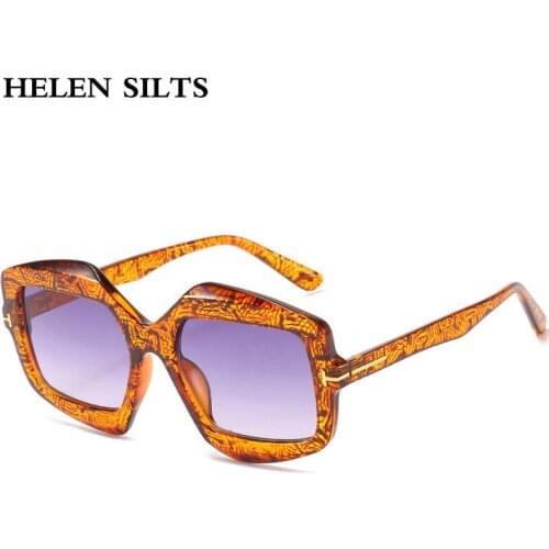 Vintage Square Sunglasses Women Brand Designer Big Frame Crystral Sun Glasses For Women Men Orange leopard Eyewear Gafas De Sol