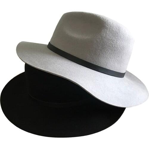 WeMe 100%Wool Hats Casual Versatile Wool Felt Hat Jazz Hats