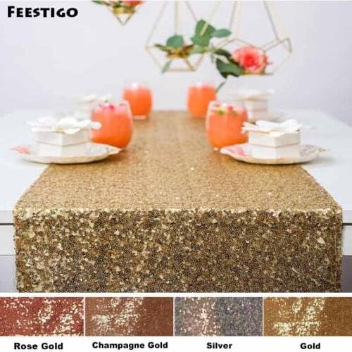 1PCS 12*108in Gold Silver Sequins Table Runners Champagne Glitter Table Flags Gold Event Party Birthday Wedding Decoration