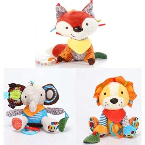 1PC Baby Cute Fox Lion Rattles Infants Animal Stroller Toys Clip Hanging Seat & Stroller Toys Teething Rattle Newborn Baby Toys
