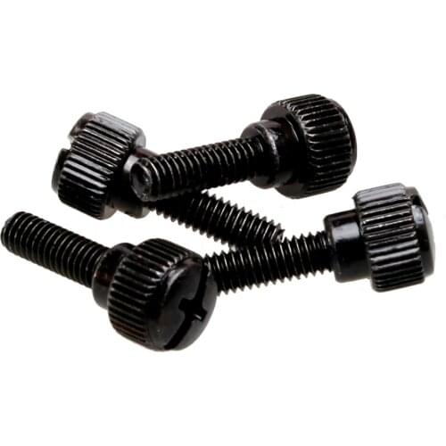 M4x8mm 12pc Knurled Head Thumb Screws Shoulder,Phillips Slotted Combination,Carbon Steel,Metric,Zinc Black