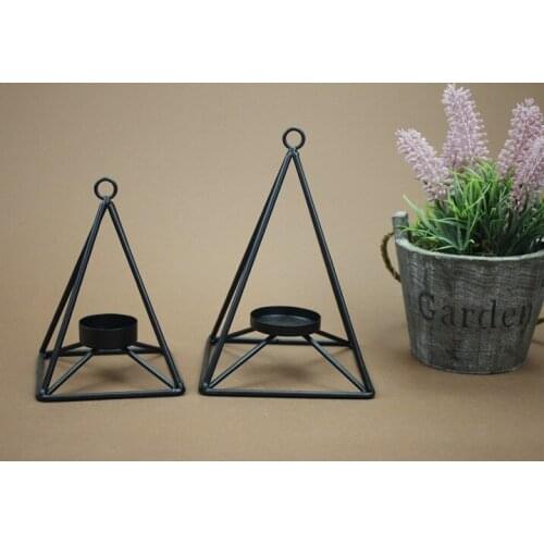 2pcs/set Black Candle Holder Hanging Diamonds Tea Light Candle Holder Candlestick for Dinner Wedding Home Decor MK 028