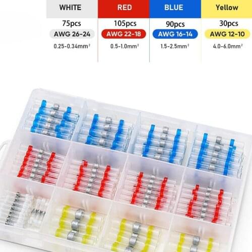 300Pcs Mixed Heat Shrink Connect Terminals Waterproof Solder Sleeve Tube Electrical Wire Insulated Butt Connectors Kit