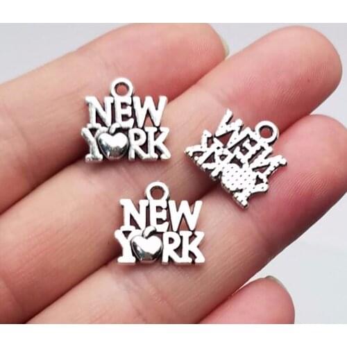 40pcs/lot--14x15mm, Antique silver plated New York charms,DIY supplies,Jewelry accessories