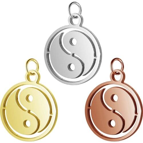 5pcs/lot 12*18 mm Stainless Steel Tai Ji Pendant Bracelet Charms DIY Crafting Jewelry Making Handicraft Accessories Wholesale