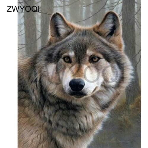 5DDIY Diamond painting Cross stitch Wolf animal Full Square Diamond mosaic Wolf animal Full Round Diamond embroidery Wolf animal