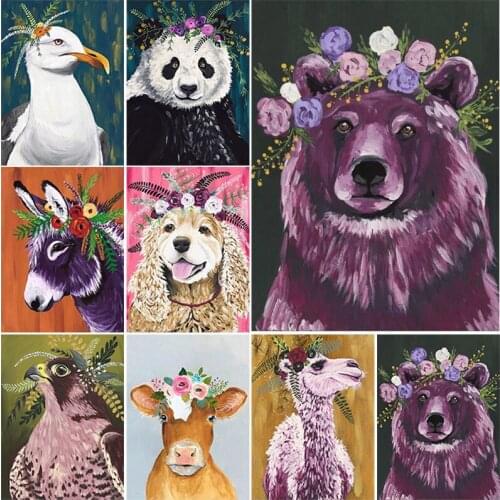5D DIY Diamond Painting Dog Cartoon Full Square Drill Pet Flower Mosaic Embroidery Animals Rhinestone Pictures Wall Art Decor