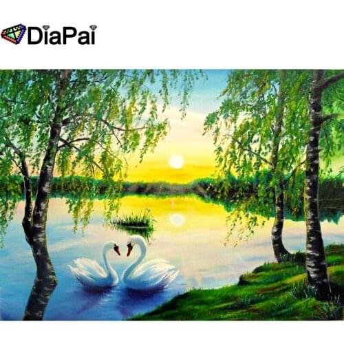 DIAPAI Diamond Painting 5D DIY 100% Full Square/Round Drill "Goose tree sunset" Diamond Embroidery Cross Stitch 3D Decor A24459