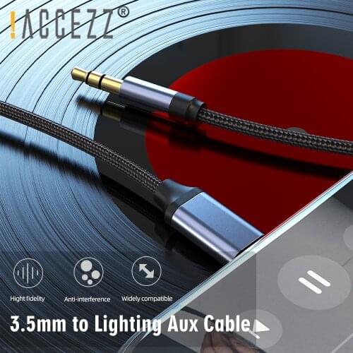 !ACCEZZ Car Aux Cable Lighting to 3.5mm Jack For iPhone 12 11 XS Pro Max X 8 Support Headphone Speakers Audio Splitter Converter