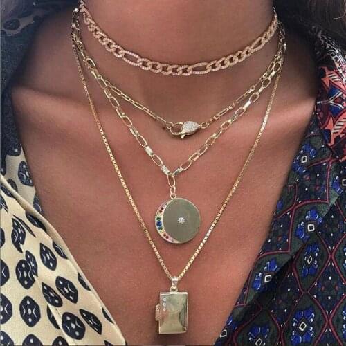 Gold filled 35+10CM Short choker chain micro pave rainbow cz iced out bling Open Curb Link chain necklace women hip hop jewelry