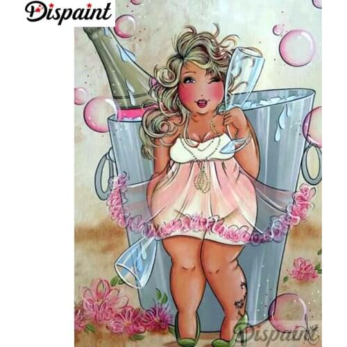 Dispaint 5D DIY Diamond Painting "Cartoon woman" Full Drill Resin Diamond Embroidery Cross Stitch Home Decor A12863