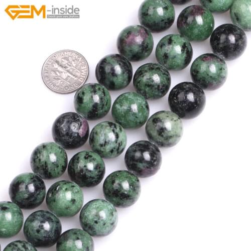 Gem-inside Natural Round Smooth Stone Rubys Zoisite Beads For Jewelry Making Bracelet Necklace 15'' DIY Jewelry