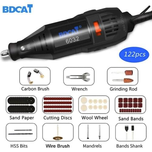 BDCAT 180W Electric Grinder Mini Drill Rotary Tool Polishing Machine Power Tools Variable Speed Engraving Pen Dremel Accessories