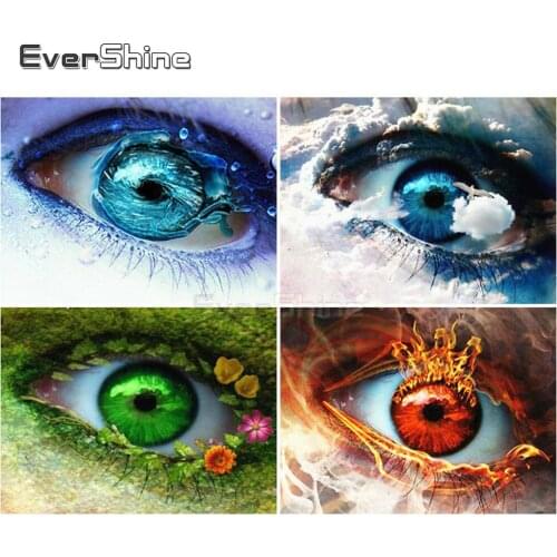 EverShine DIY Paint With Diamonds Full Square Rhinestones Bead Embroidery Eye Picture Cross Stitch Diamond Art Wall Decoration
