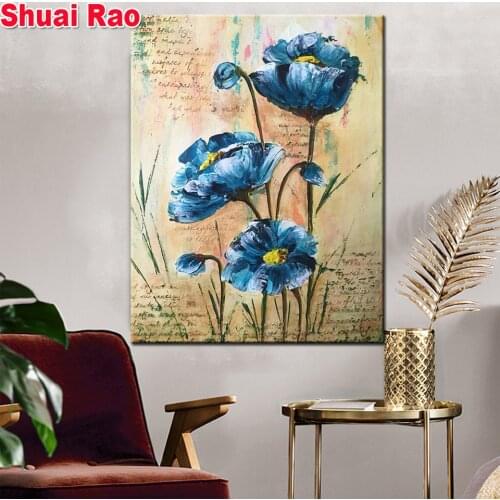 Blue Flower Lily Painting DIY Diamond Painting diamond Embroidery 5d mosaic Diamond cross stitch tools home decoracion