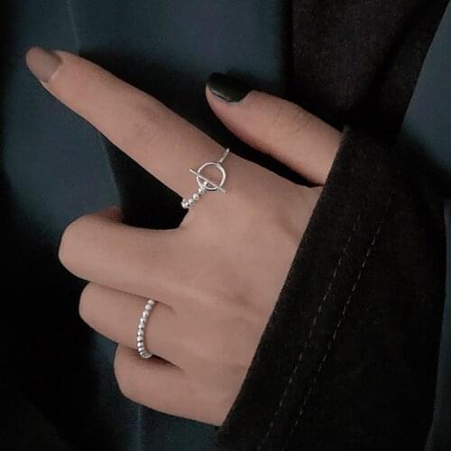 Rings Round Bead Chain Adjustable Opening For Women Simple Korea Fashion Style Hot Sale Student Girlfriend Gift Jewelry BOYULIGE