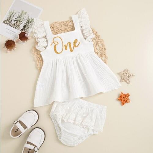 2021 Baby Girls Clothes Two-piece Set, Letters Printed Pattern Sleeveless Square Collar Tops and Shorts, Pink/ White Summer
