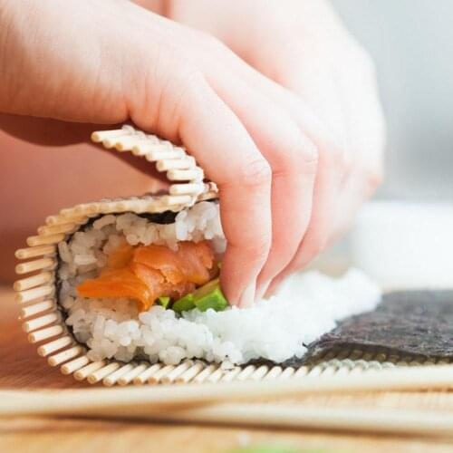 New 1pcs Sushi Tool Bamboo Rolling Mat DIY Onigiri Rice Roller Chicken Roll Hand Maker Kitchen Japanese Sushi Maker Tools