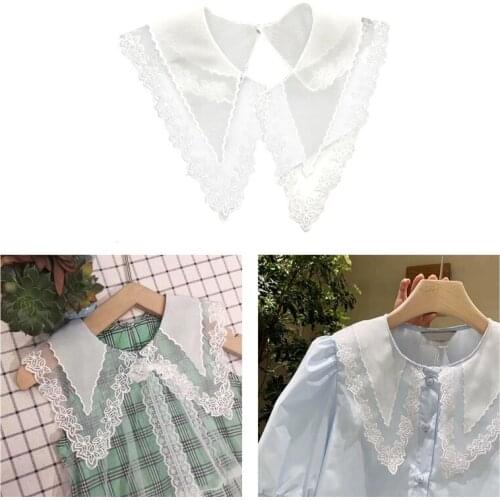 Embroidery Round Neck Lace Neckline DIY Collar Floral Chiffon Applique Patches Sewing Supplies for Sweater Dress Wedding Costume