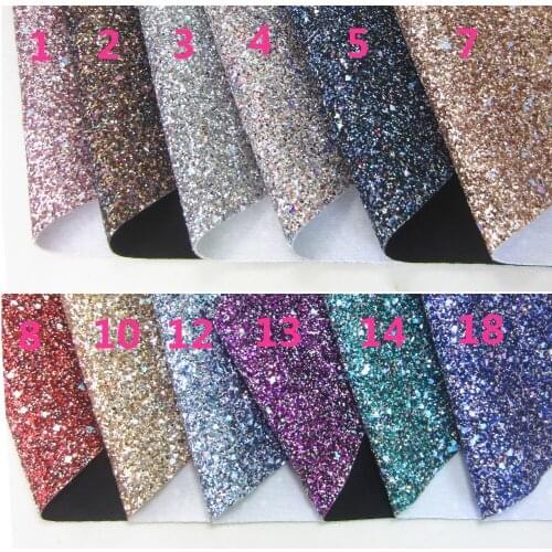 A4 sheet 8"X11.8" Multicolour soft Chunky Glitter Fabric Faux PUleather For bows craft Sewing DIY 1pieces F0272