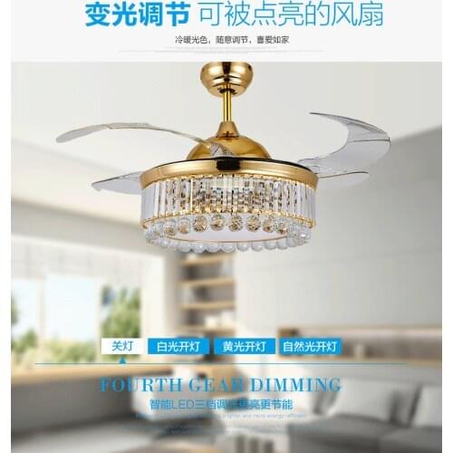 42-inch 106cm discoloration remote co remote control invisible LED ceiling fan lamp dining room ceiling light 85-265V