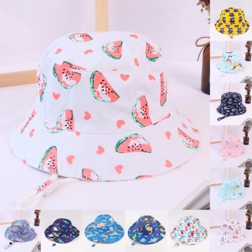 2021 New Summer Baby Bucket Hat Boys Cap Children Panama Outdoor Beach Girls Sun Hat Cartoon Infant Fisherman Cap For 6m-10y